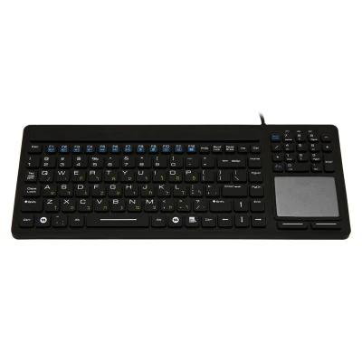 Robusto IP68 lavável e desinfetável antivírus industrial teclado de silicone médico com touchpad integrado, 12 teclas de função e teclado numérico