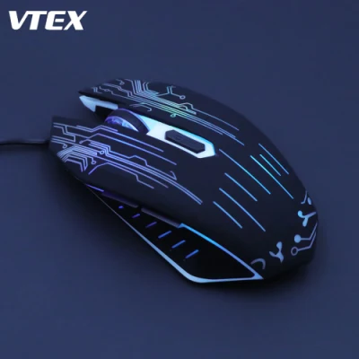 Novo mouse para jogos com luz LED RGB colorida com fio e brilhante