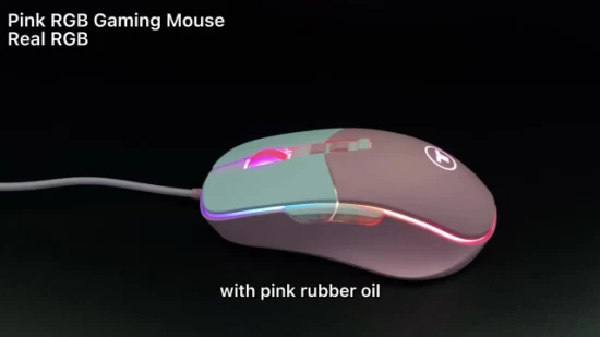 Computador com fio porta USB 8d 7200 Dpi Rosa RGB Mouse para jogos com fio Rosa RGB Gamer Mouse